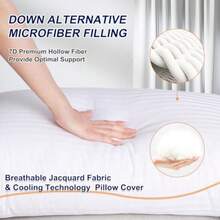 Pillows Standard Size Set of 4 Hotel Collection Bed Pillow for Sleeping Pillows 4 Pack for Back Stomach or Side Sleepers Soft and Supportive Washable Pillows for Bedroom - Blanco - Ver 5