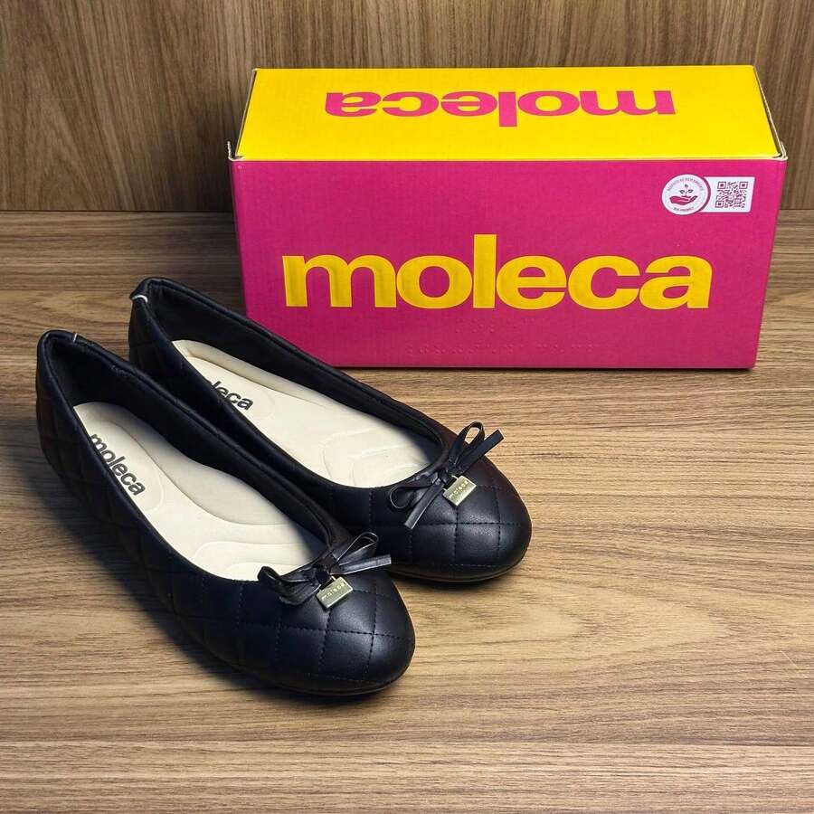 Sapatilha Feminina Casual Acabamento em Costura Confortável e Elegante Moleca Original - Preto - Visão 1