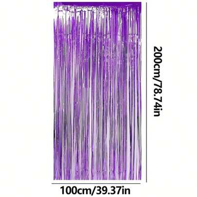 2 dải rèm tua rua màu tím nhạt, trang trí phông nền concert KPOP, trang trí tiệc theo chủ đề, đồ dùng tiệc sinh nhật KPOP, trang trí không gian trong nhà/ngoài trời.
