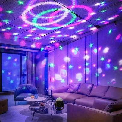 1pc USB Powered Disco Ball Light Set, RGB LED Party Lights With Music Rhythm Control, Polished Tabletop Magic Ball, Flashing Indoor DJ/LED Lighting Suitable For Various Room Types - Plastic Material, Home Decor, Bedroom Supplies, Bedroom Decoration, With Remote Control