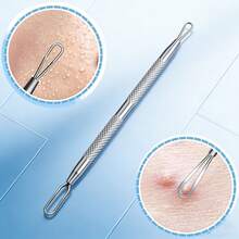 2-In-1 Stainless Steel Blackhead Remover Tool, Thickened Handle, Acne Cleansing Tool With Widened Pressing Ring, Non-Irritating, Comes With Storage Box, Unisex Skincare Essential - Multicolor - View 1