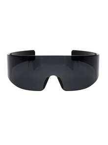 1pc Extra Large Frame Futuristic Techno Cyberpunk Style Fashion Glasses, Fashionable & Eyewear For Women - Black - View 6