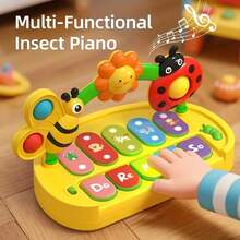 Cute Animal Music Keyboard Baby Toy | Illuminating Musical Toy With Bee And Ladybug | Educational Piano For Toddler Boys And Girls | Perfect Birthday Gift - Multicolor - View 10