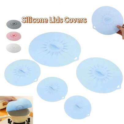 Microwave Silicone Lid, Reusable Food Covers, Heat Resistant, Dust & Splash Proof, Fit For Bowls, Plates, Pots, Pans, Suitable For Microwave, Stove, Fridge & Freezer, Space Saving Kitchen Storage, Home Decor Gift