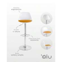 olu Sillas Altas para Barra y Comedor Sillas Giratorias 360° con Respaldo y Asiento Tipo Vino Piel Ajustables en Altura para Oficina y Hogar Blancas y Negras Beige - Beis - Ver 5