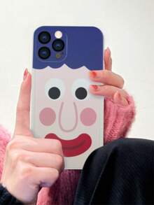 1 chiếc ốp lưng điện thoại màu trắng tối giản hình mặt cười hoạt hình, chất liệu TPU, phủ toàn bộ, các đường cắt chính xác, chống sốc, chống trượt, phù hợp với 17 Air/16 Pro Max/16 Pro/16 Plus/16/15/14/13/12/11/XS Max/XS/XR/7/8 - trắng - Xem 2