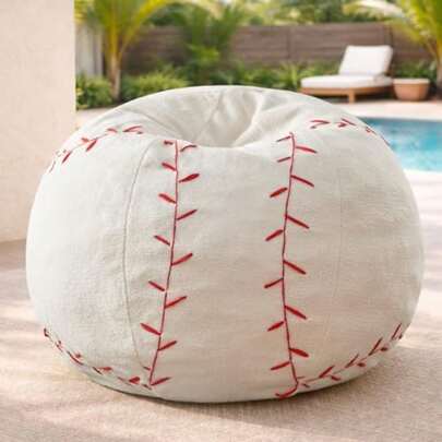 Sports Baseball Bean Bag Chair - Giant Bean Bag Chairs for Adults and - Oversized Bean Bag Sofa Couch with Filler - Plush BeanBag Furniture for Living Room Bedroom Dorm Office - 44 Inch