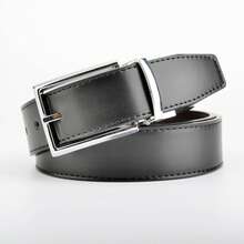 1条男士针扣皮带，时尚百搭，商务休闲男士腰带 - 銀色扣頭 - 查看 4