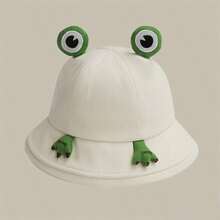 Customized Text Logo Kids Bucket Hat, Summer Thin Frog Hat, Boys/Girls Sun Protection Wide Brim Hat, Cute Cartoon Breathable Outdoor Beach Cap, Frog Shaped Design, Suitable For Outdoor, Beach, Kindergarten - Multicolor - View 10