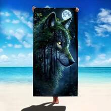 A Unique Wolf-Themed Ultra-Fine Fiber Beach Towel: Ideal For The Beach, Pool, And Outdoor Activities. It Is Fashionable And Absorbent, Designed Specifically For Summer, And Made Of Large-Size Quick-Drying Polyester. - 3 - View 4