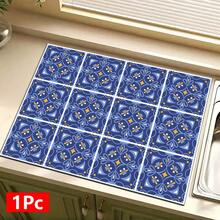 1pc Bohemian Style Square Pattern Printed Absorbent Dish Drying Mat, Espresso Machine Countertop Absorbent Mat, Sink Drain Mat, Soft Faucet Absorbent Mat, Sink Cup Mat, Home Decor, Kitchen & Bathroom Accessories - Multicolor - View 15