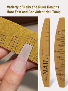 NailShine 1/3/6/15/25pcs Washable, Wear-Resistant Nail Files With Scale, Double-Sided Sponge Nail Buffer Blocks For Nail Shaping And Polishing - Khaki - View 1