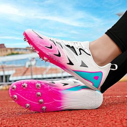 Zapatillas de atletismo para hombres, clavos de carrera profesionales, zapatos de carreras deportivos, ligeros, transpirables, antideslizantes, resistentes al desgaste, para entrenamiento y competición de distancia corta, unisex para adultos hombres y mujeres, zapatos deportivos cómodos y duraderos para todo tipo de clima