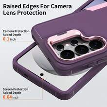 Ốp lưng điện thoại hai lớp chống sốc có giá đỡ ống kính cho Galaxy S26 S25 S24 S23 Plus Ultra, 17 16 15 14 13 12 11 Pro Max Plus - Màu tím - Xem 3