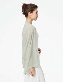 Bridal Wedding Chiffon Shawl Shrug With Arm Hole Bridesmaid Cover Up Evening Party Summer Shawl - Cây xô thơm xanh - Xem 2