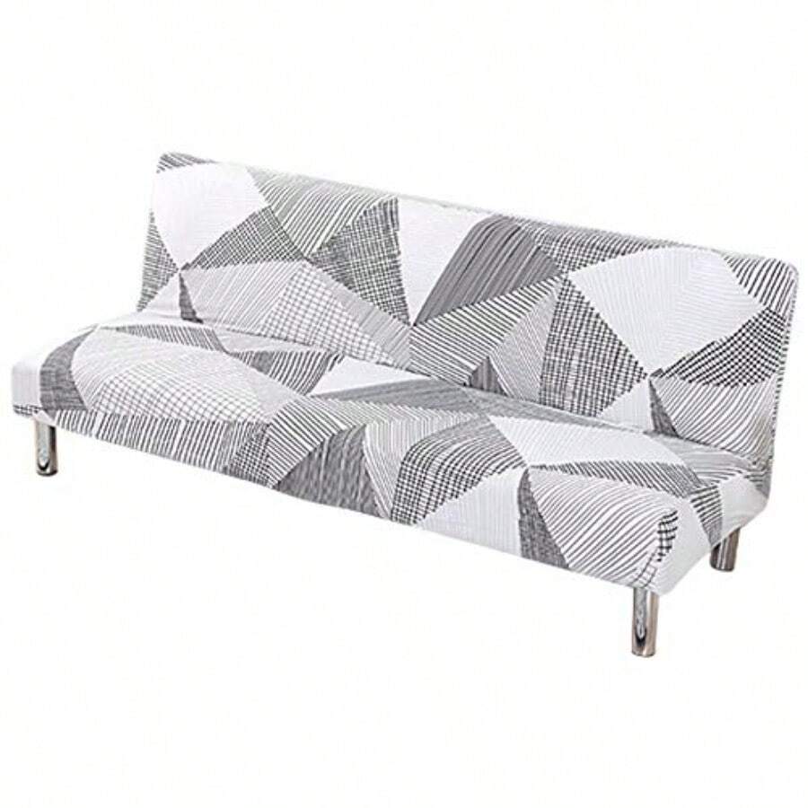 Funda de futón Estampada elástica para sofá Cama Funda de sofá Cama sin Brazos Protector de Muebles sin Brazos con Parte Inferior elástica para Muebles de Sala de Estar y Dormitorio Raya - 04 - Ver 1