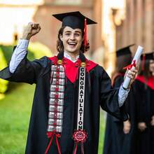 48inch Graduation Ribbon Lei Necklace Class Of 2026 Handmade Double Braided Money Lei With Tassel Graduation Gifts - Red - View 4