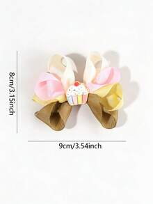 2pcs Macaron Color Polyester Cupcake Bow Hair Clips, Multi-Layer Hair Bows For Girls,Sweet Cute Style Hair Accessories, Suitable For Teens Daily Wear And Birthday Parties Hairpin - Multicolor - View 5