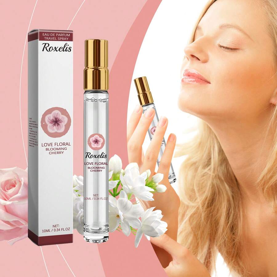 Perfume Floral Love Floral Blooming Cherry - 10ml/0.34fl oz | Eau de Parfum de Viaje con Fragancia Romántica y Fresca de Cerezo en Flor | Aroma Dulce y Elegante que Elimina Olores Desagradables y Deja una Huella Encantadora | Diseño Compacto y Portátil, Ideal para Llevar en el Bolso, Perfecto para Regalos, Citas o Uso Diario, Adecuado para Mujeres que Buscan una Esencia Delicada y Atractiva