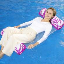 1pc Patterned Inflatable Double Hammock, Made Of PVC Material, Foldable Pool Float Lounge Chair, Comfortable Inflatable Water Hammock, Best Choice For Adult Swimming And Relaxation - Multicolor - View 5