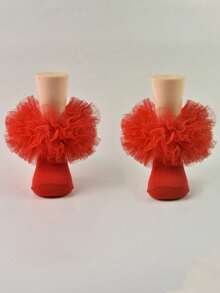 1双女童蕾丝荷叶边袜子，蓬松荷叶边婴儿公主袜 - 彩色 - 查看 28