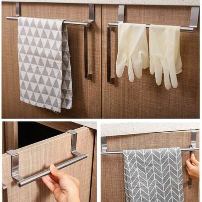 Giá treo khăn bằng thép không gỉ gắn tường, không cần khoan, thanh treo khăn đơn cho phòng tắm, thích hợp để đựng khăn lau bát đĩa, khăn tắm, khăn tắm.