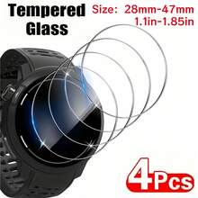 4片装超清钢化玻璃屏幕保护膜，适用于28mm至47mm圆形智能手表，超清超薄，触控灵敏，9H硬度防刮，男女通用。（1英寸至1.85英寸）适用于小米手表、西铁城手表、智能手表、时尚智能手表配件 - 46 毫米 - 查看 3