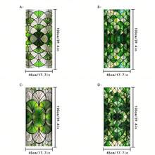 1pc Green Geometric Fan-Shaped Glass Window Film, Removable Vinyl Static Cling Decal. Provides High Privacy Protection, Suitable For Home, Office, Bathroom And Bedroom Decor. Features UV-Blocking And Frosted Effect. - Multicolor - View 2