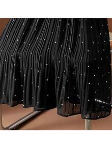 Đầm maxi in họa tiết thanh lịch của Luminous Wealth dành cho nữ - Eo cao, thiết kế suôn mềm, phù hợp cho mọi mùa, chân váy eo cao mùa xuân - màu đen - Xem 4