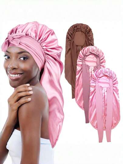 1 chiếc mũ ngủ bằng lụa satin cao cấp có dây đeo điều chỉnh được, mũ ngủ chăm sóc tóc nhẹ, phù hợp cho tóc dài, xoăn hoặc tết, phụ kiện phòng tắm chất lượng cao, thời trang và thoải mái, phù hợp cho cả nam và nữ để chăm sóc tóc ban đêm.