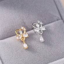 1件/4件装 L型垂坠式锆石鼻钉 – 蝴蝶心形十字鼻环，金银色垂坠式鼻孔穿刺饰品，女士款 - L Shaped Pin - 查看 4