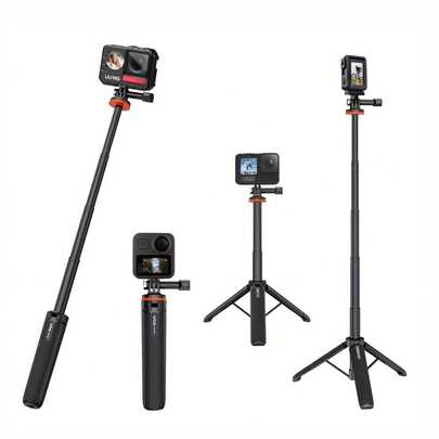 VRIG TP-08 4-Stage Telescoping Mini Tripod, Portable Selfie Stick & Camera Stand (26cm/10.2in To 51cm/20.1in) | For Max Hero 13/12/11/10/9/8/7/3+/Session &