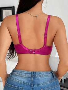 Áo ngực không lưng cổ chữ V sâu, dây chéo khoét sâu, màu đỏ hồng satin dành cho nữ - Màu Hồng Tươi - Xem 2