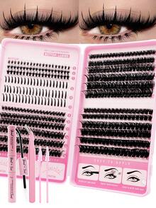 Rikuaild Bộ dụng cụ nối mi Lash Book Kit, 378/414/468 sợi mi giả D Curl, 60 sợi mi dưới + 60 sợi mi giả Fairy Spiky + 258 sợi mi giả 60D150D200D, kèm keo dán mi, nhíp và cọ, thích hợp để nối mi tại nhà. - Nhiều màu - Xem 10
