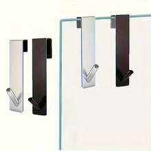 1pc S-Shaped Stainless Steel Shower Towel Rack With Hooks, Bathroom Glass Door Hanger For Bathrobes And Accessories, Bathroom Towel Rack - Multicolor - View 1