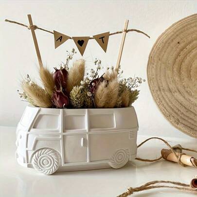 露营车硅胶模具，适用于混凝土和水泥 - DIY多肉植物花盆、粘土工艺品、储物盒和罐子制作工具