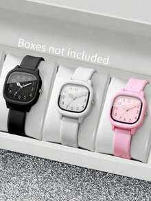 1 chiếc đồng hồ nữ hình vuông Sweet Macaron bằng silicon, có tông màu hồng hoa anh đào dịu nhẹ, phong cách trẻ trung và năng động. - Hồng - Xem 10