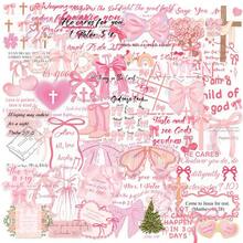 50 张粉色蝴蝶结贴纸，圣经经文图案，PET 透明材质，适用于水瓶、笔记本电脑、行李箱、电脑、剪贴簿、日记本、手机等。 - 彩色 - 查看 11