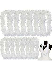 White Polyester Flower Garlands | Multi-Use Floral Decorations For Weddings, Anniversaries, Hawaiian Luau Parties, Halloween & Christmas | No Power Needed | Ideal For Necklaces & Party Accessories - Multicolor - View 1