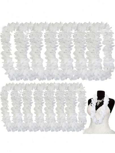 Dây hoa polyester trắng | Trang trí hoa đa năng cho đám cưới, kỷ niệm, tiệc Hawaiian Luau, Halloween & Giáng sinh | Không cần nguồn điện | Lý tưởng để làm vòng cổ & phụ kiện tiệc tùng