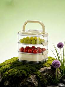3-Layer Divided Food Storage Container With Lid, Serving Tray With Handle, Suitable For Candy, Vegetables, Fruits, Nuts, Picnics, Parties, Refrigerator Organization, Airtight Food Storage, Fresh Food Storage, Candy, Nuts, Spice Food Storage, Snack Box - Multicolor - View 5