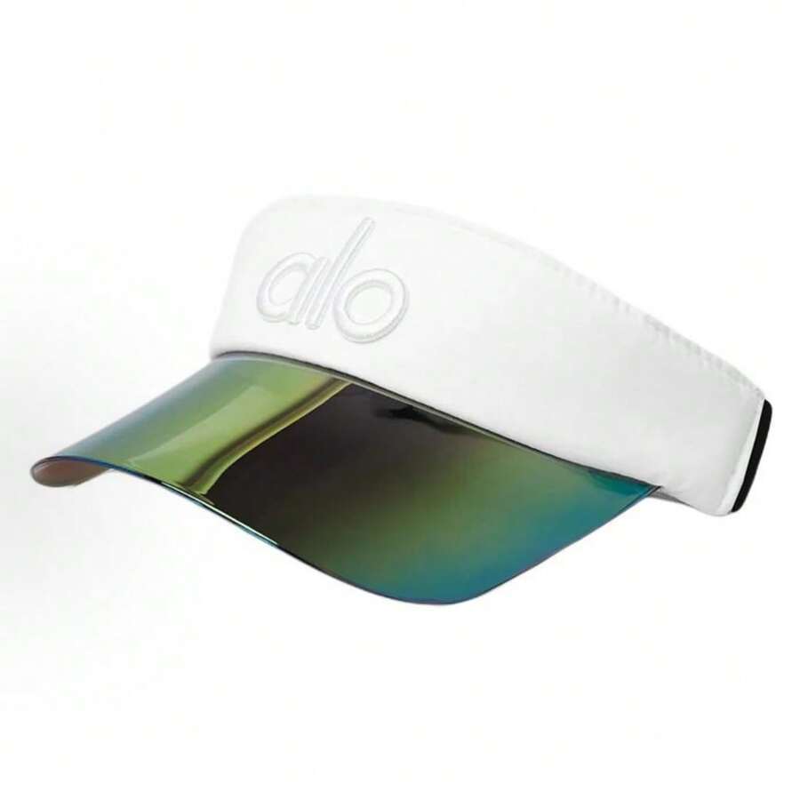 Alo Yoga Logo Sun Visor Hats For Women Wide Brim UV Protection Adjustable Large Golf Beach Cap Packable Travel Sport Visor - trắng - Xem 1