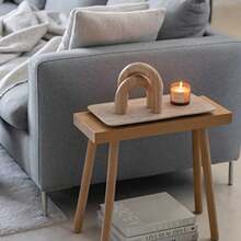 Wood Arch Decorative Objects - Modern Bookshelf Decor Coffee Table Sculpture Floating Shelf Decor Accents Japandi Home Decorations for Side Console and Entryway Table - Natural - Ver 6