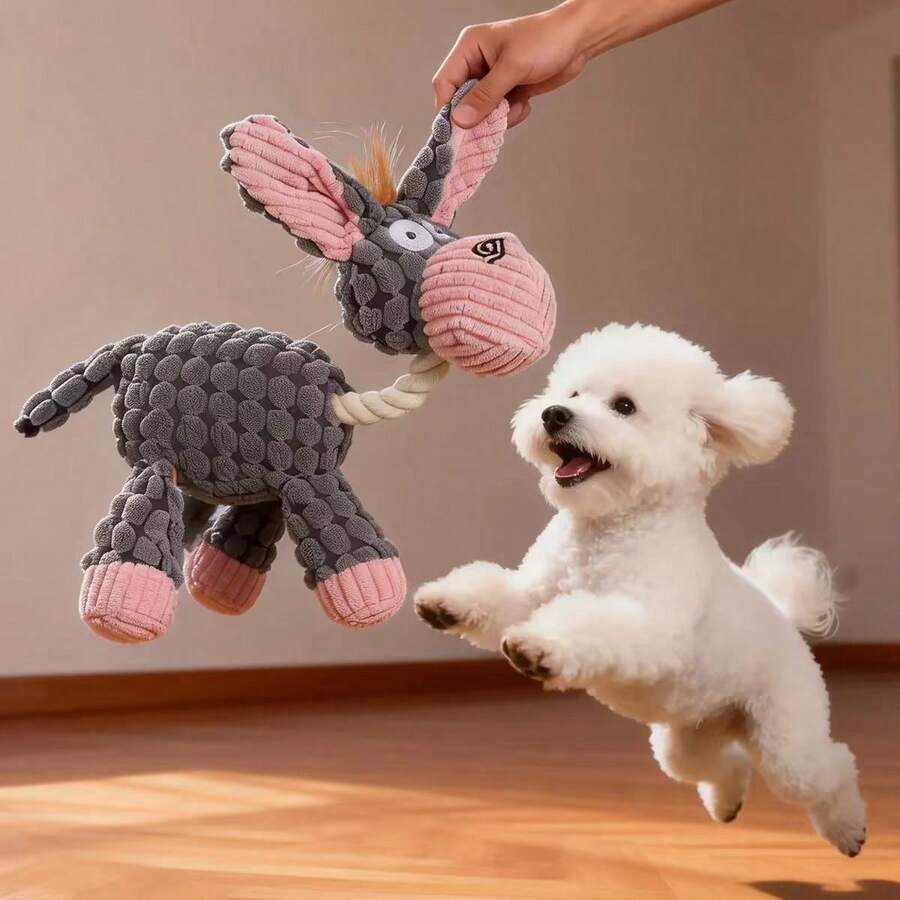 1pc Cute Soft Durable Plush Dog Toy With Clicking Sound, Dental Care Function, Suitable For Small And Medium Dogs