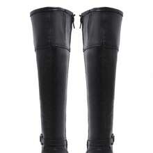 Women's High-Top Riding Boot With Texture, Classic Style, Elegant, Casual, Chic And Stylish, For Autumn/Winter - Black - View 7