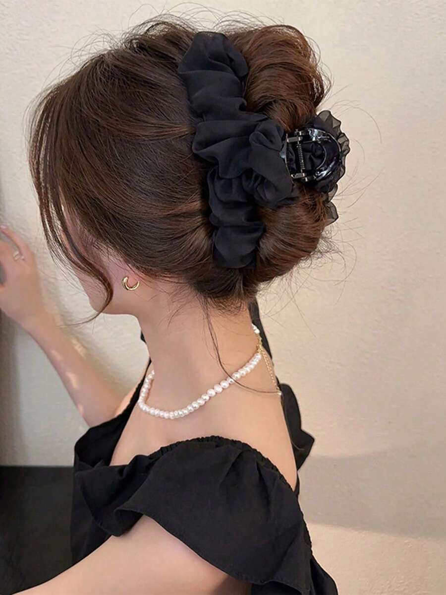 Elegant Chiffon Bow Hair Clip, Suitable For Daily Wear (Affordable Price, Made With Standard Materials. Due To Craftsmanship, Some Hair Clips May Have Adhesive Residue, Can Be Manually Cleaned). Elegant Hair Accessory, Elegant Hair Clip. Summer Outfits Claw Clips - Multicolor - View 1