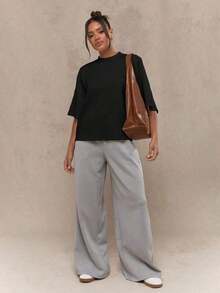Summer TopsValentine Fits For WomenMISSGUIDED Oversized T Shirt Mock Neck Wide Half Sleeve Boxy Fit Casual Office Weekend Fall Winter Fashion Minimalist Versatile Essential ClassicLoose And Comfortableshirt SummerLoose And Comfortablesummer Outfits For Women - 棕色 - 查看 11