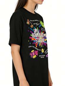 Illumination Station VBS 2026 Bible School Christian Lights T-Shirt Women's Summer Clothing - màu đen - Xem 4