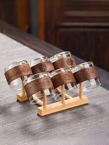 1个个性化玻璃茶杯，玻璃咖啡杯，日式胡桃木杯，透明可爱咖啡用具，精致茶杯，150毫升烟灰色玻璃用具，高硼硅彩色木柄玻璃茶杯 - 彩色 - 查看 10