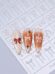 5pcs Nail Art Hollow Stencil Series, Including Spray Gun Template, Auxiliary Tools, Stickers - Eye, Stars, Burst, Bowknot, Heart Patterns, Nail Decorations, Suitable Valentine's Day And Nail Art Supplies Nails - Clear - 查看 8